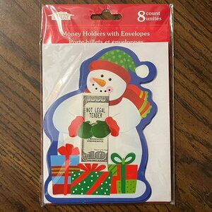 Holiday Money Holders Christmas Cards With Envelopes - Snowman Design - 8 Pack